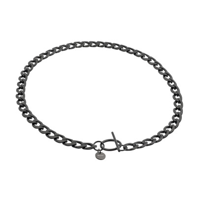 Black matte stainless steel curb chain choker necklace