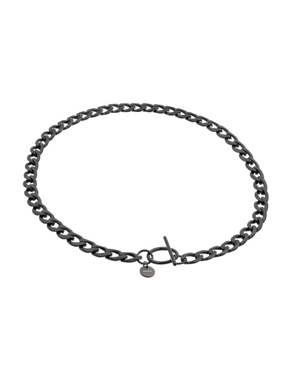 Black matte stainless steel curb chain choker necklace