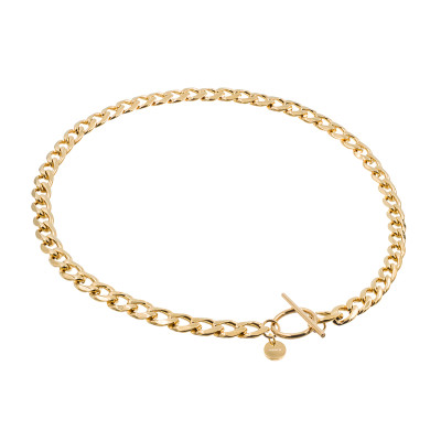 Gold plated stainless steel chain choker necklace