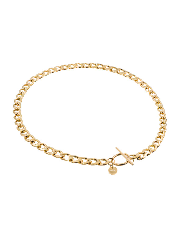 Gold plated stainless steel chain choker necklace