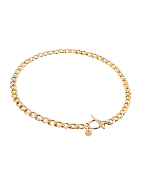 Gold plated stainless steel chain choker necklace