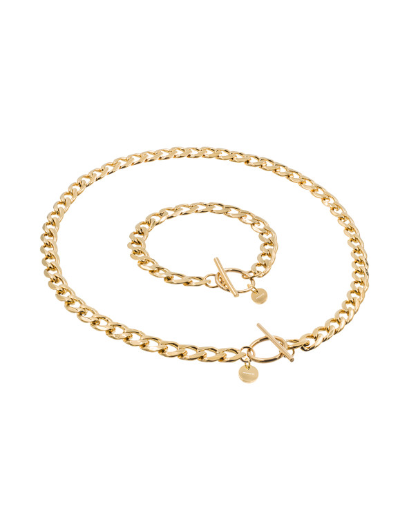 Gold plated stainless steel chain choker necklace