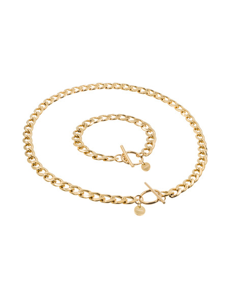 Gold plated stainless steel chain choker necklace