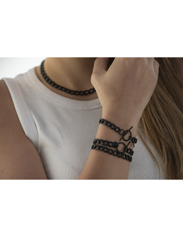 Black matte stainless steel curb chain bracelet