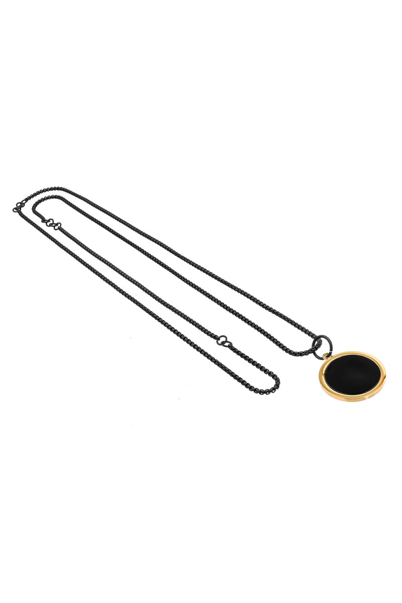 Long black necklace with gold-plated pendant | moora.eu