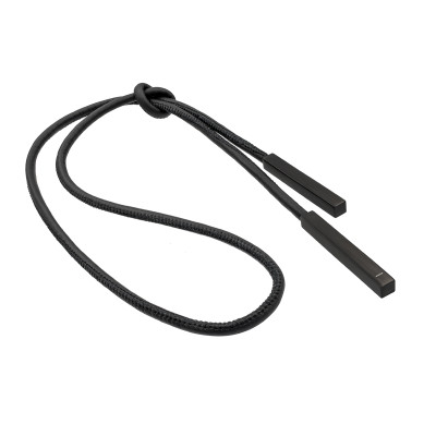 Minimalist black leather and stainless steel necklace in matte finish