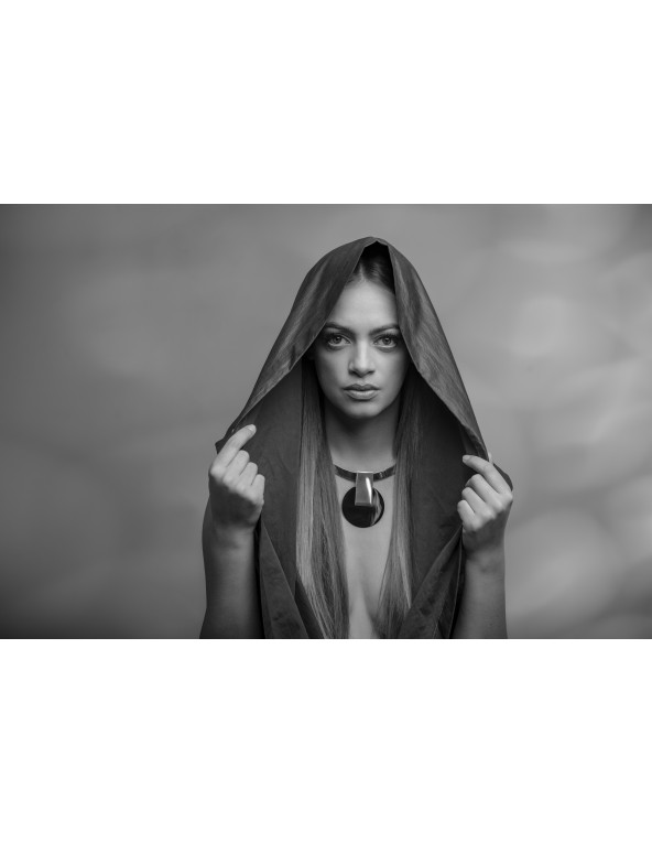 Stainless steel choker in silver with decorative pendant