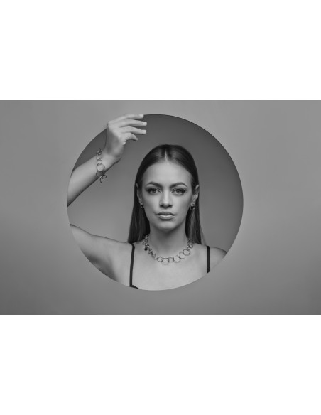 Silver stainless steel 2-in-1 necklace with movable elements in an elegant modern style