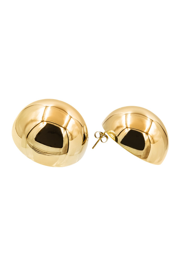 Light gold-plated stainless steel half-sphere earrings in shiny finish.