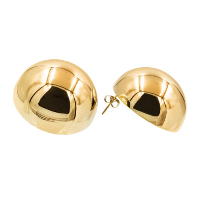Light gold-plated stainless steel half-sphere earrings in shiny finish.