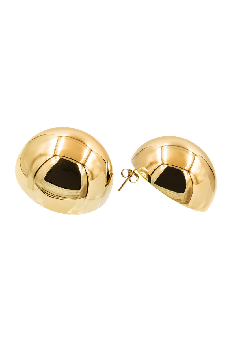 Light gold-plated stainless steel half-sphere earrings in shiny finish.