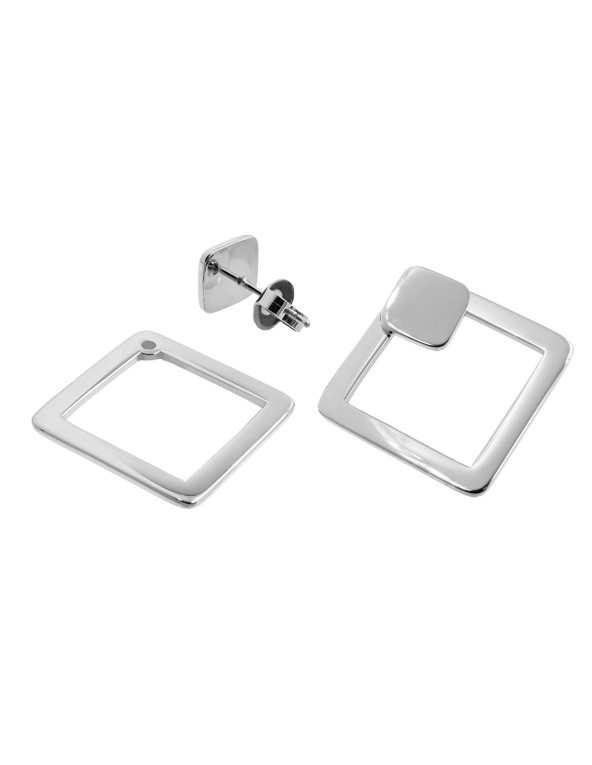Stainless steel 2-in-1 square earrings