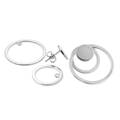 Set of 3-in-1 stainless steel earrings