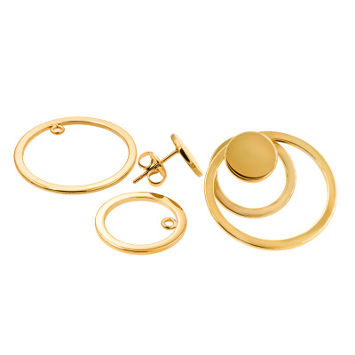 Gold-plated stainless steel 3-in-1 earring set
