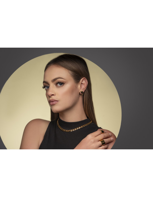 Gold plated stainless steel chain choker necklace