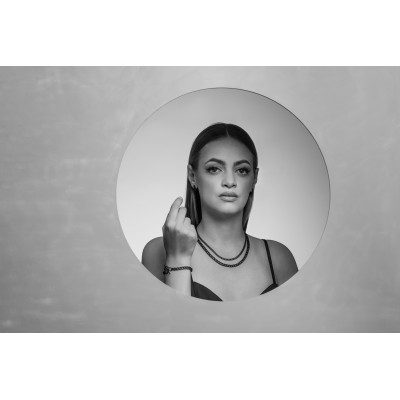 Double matte black stainless steel curb chain choker with 6 mm and 4 mm chains. 2