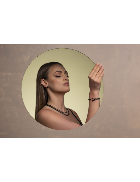 Double matte black stainless steel curb chain choker with 6 mm and 4 mm chains.