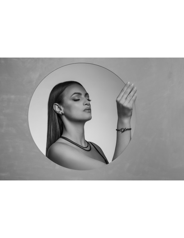 Matte black stainless steel curb chain bracelet with 6 mm width.