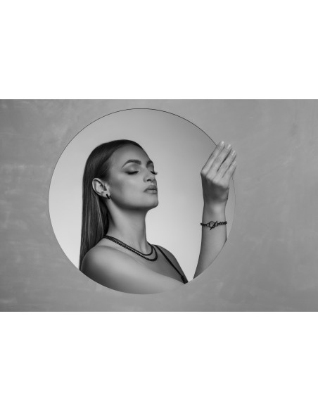 Matte black stainless steel curb chain bracelet with 6 mm width.