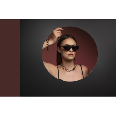 Black matte stainless steel 2-in-1 necklace with movable elements in a modern minimalist style 2