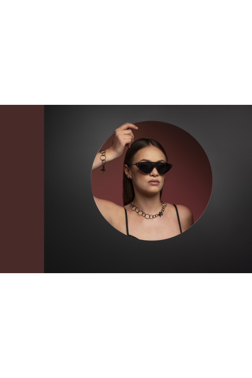 Black matte stainless steel 2-in-1 necklace with movable elements in a modern minimalist style