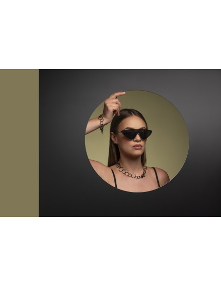 Black matte stainless steel 2-in-1 necklace with movable elements in a modern minimalist style