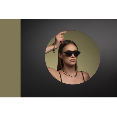 Black matte stainless steel bracelet with movable elements in a modern minimalist style. 2