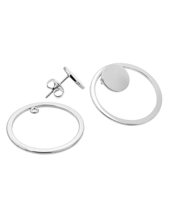 2-in-1 stainless steel earring set in silver.