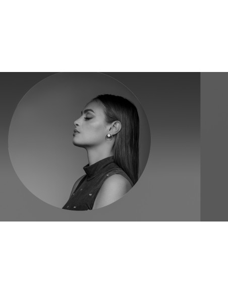 2-in-1 stainless steel earring set in silver.