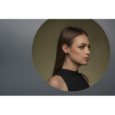 2-in-1 black matte stainless steel earrings set with open and closed hoops 2