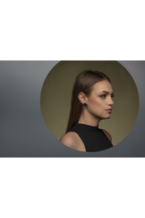 2-in-1 black matte stainless steel earrings set with open and closed hoops