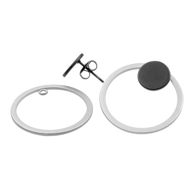 Set of 2-in-1 earrings made of two shades of stainless steel