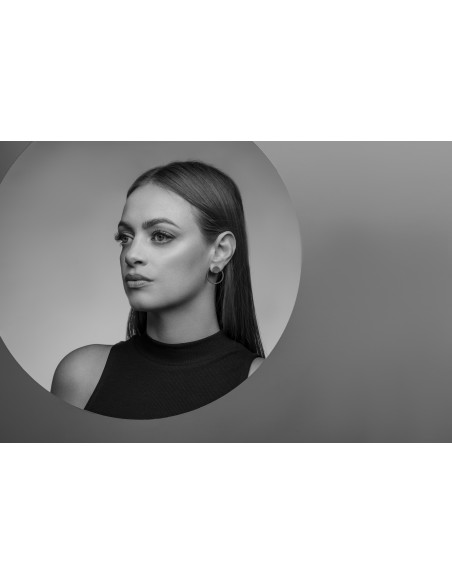 Set of 2-in-1 earrings made of two shades of stainless steel