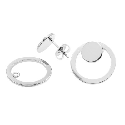 Set of 2-in-1 stainless steel earrings
