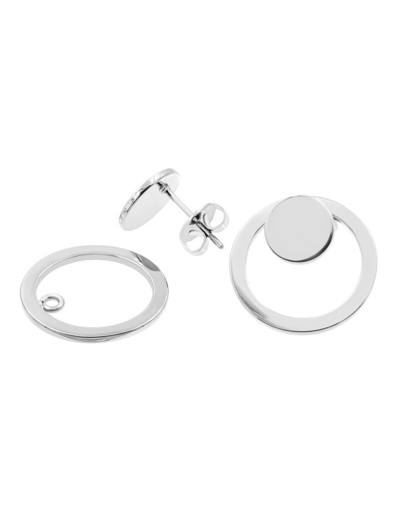 Set of 2-in-1 stainless steel earrings