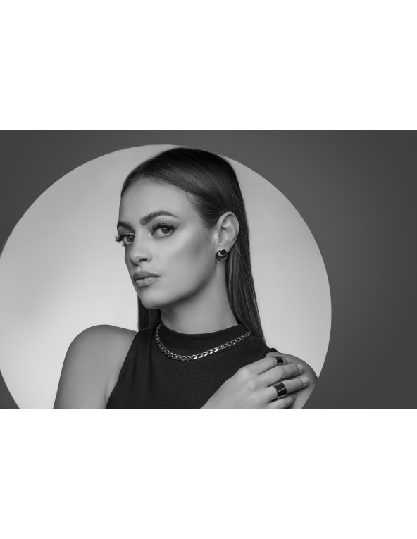 Set of 2-in-1 stainless steel earrings