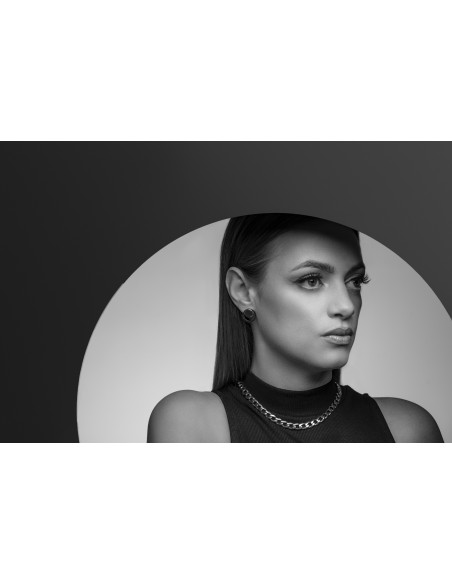 Set of 2-in-1 stainless steel earrings