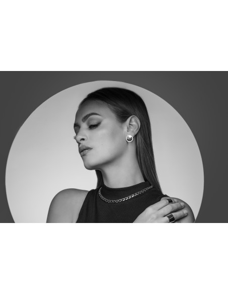 Set of 2-in-1 stainless steel earrings