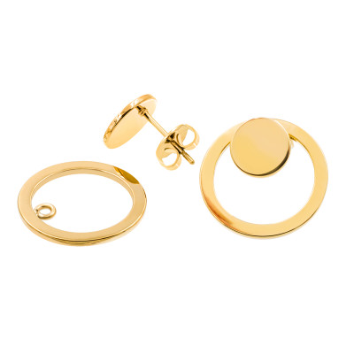 Gold-plated stainless steel 2-in-1 earring set