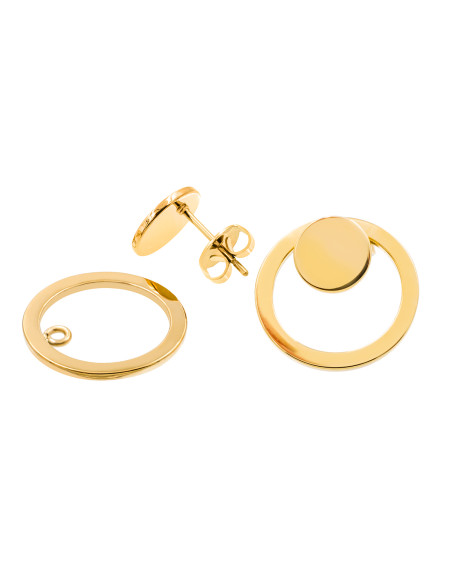Gold-plated stainless steel 2-in-1 earring set