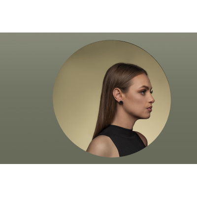 2-in-1 matte black stainless steel earrings featuring open and closed circle design. 2