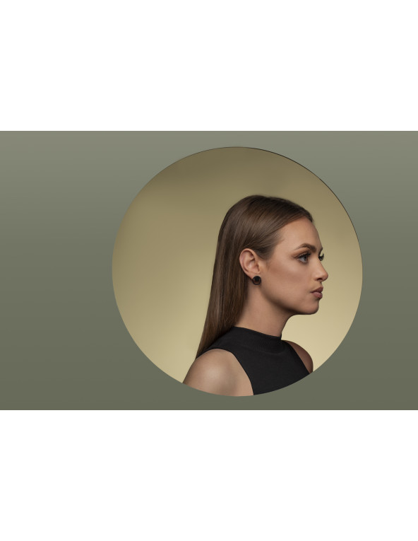 2-in-1 matte black stainless steel earrings featuring open and closed circle design.