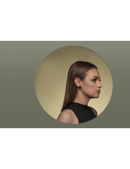 2-in-1 matte black stainless steel earrings featuring open and closed circle design.