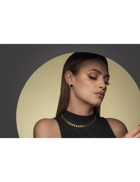 Gold plated stainless steel chain choker necklace