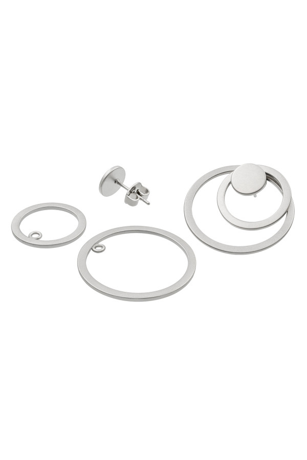 3-in-1 earring set made of satin-finished stainless steel