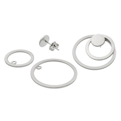 3-in-1 satin-finished stainless steel earring set