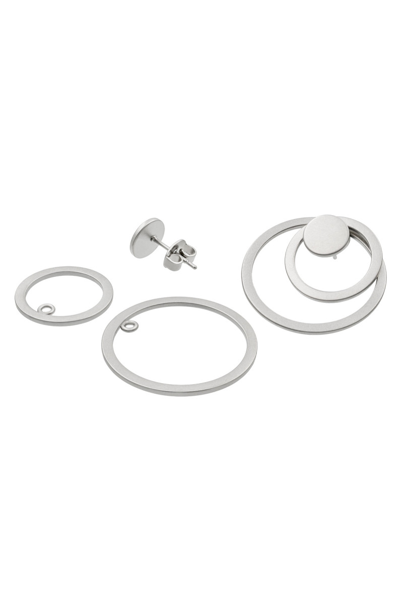 3-in-1 earring set made of satin-finished stainless steel