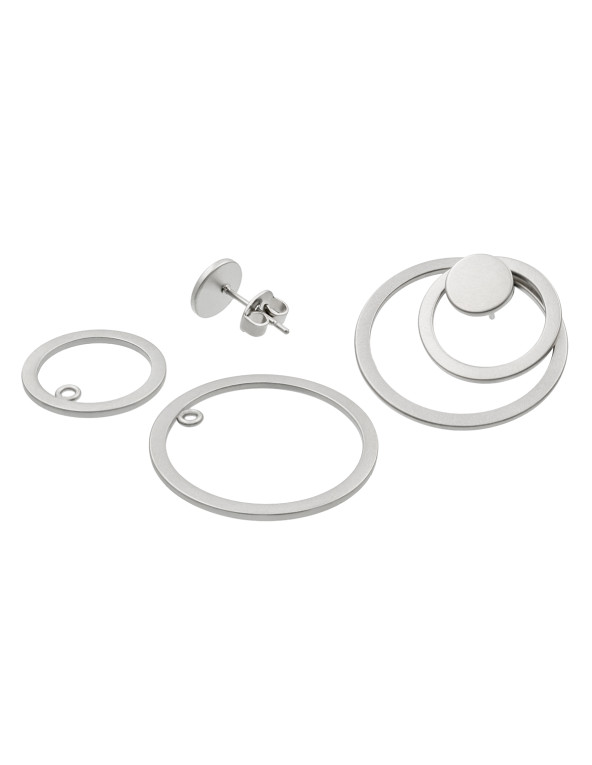 3-in-1 satin-finished stainless steel earring set