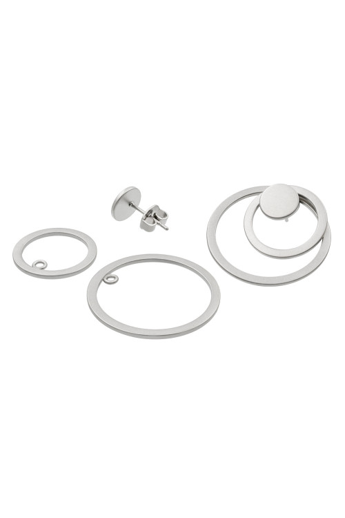 3-in-1 earring set made of satin-finished stainless steel
