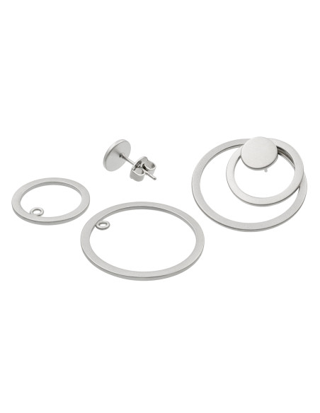 3-in-1 satin-finished stainless steel earring set